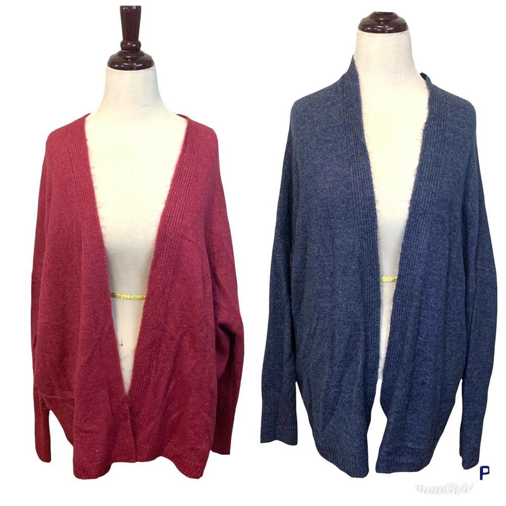 OLD NAVY Set of 2 Open Sweater Cardigans Long Sleeved Dark Pink and Blue size L